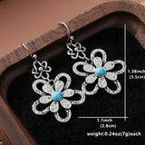 Vintage Bohemian Turquoise Flower Drop Earrings