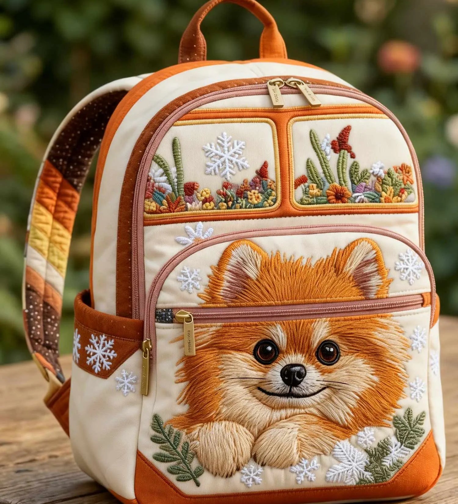 Pomeranian Cactus Quilted Backpack