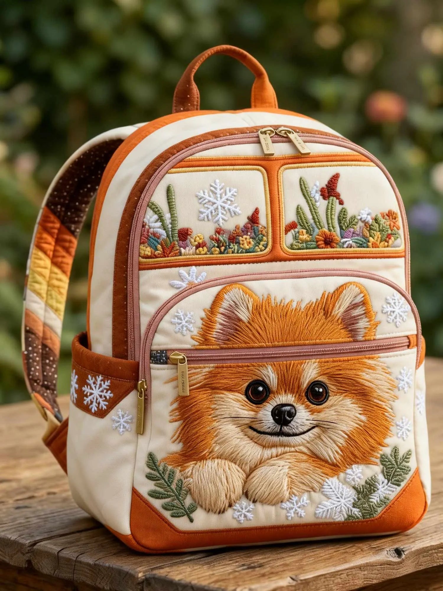 Pomeranian Cactus Quilted Backpack