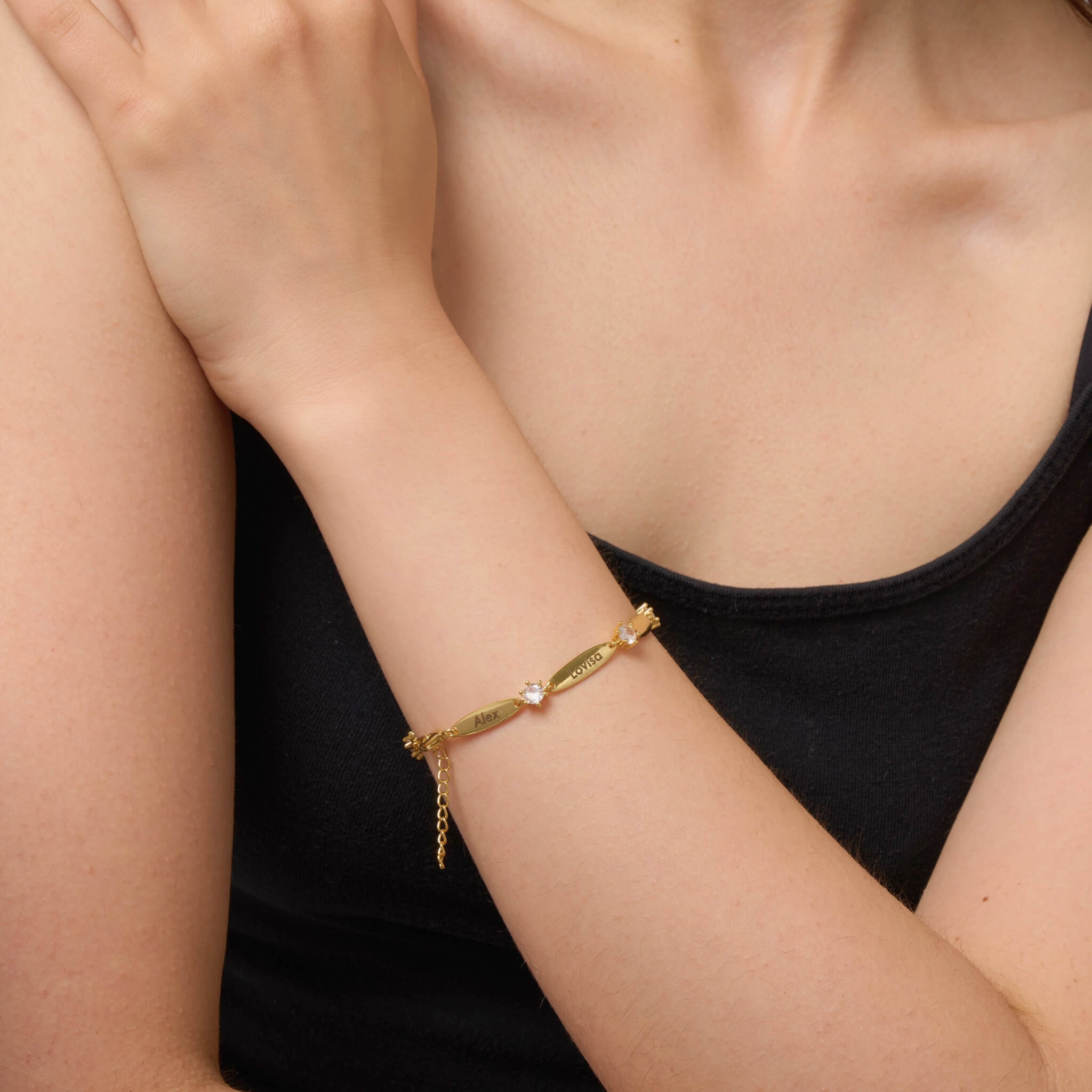 Bracelet Personnalisé à Barres et Cristaux