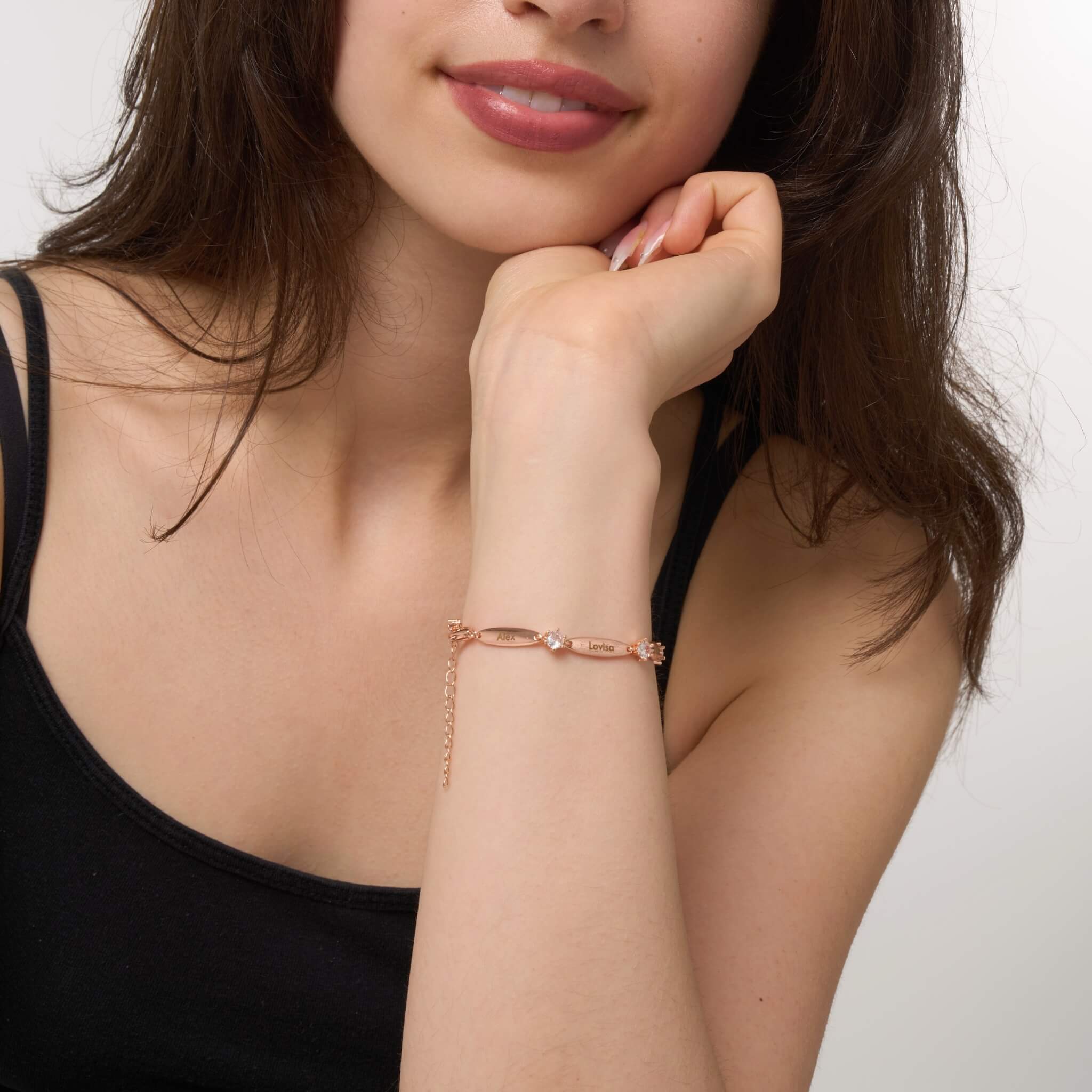 Bracelet Personnalisé à Barres et Cristaux