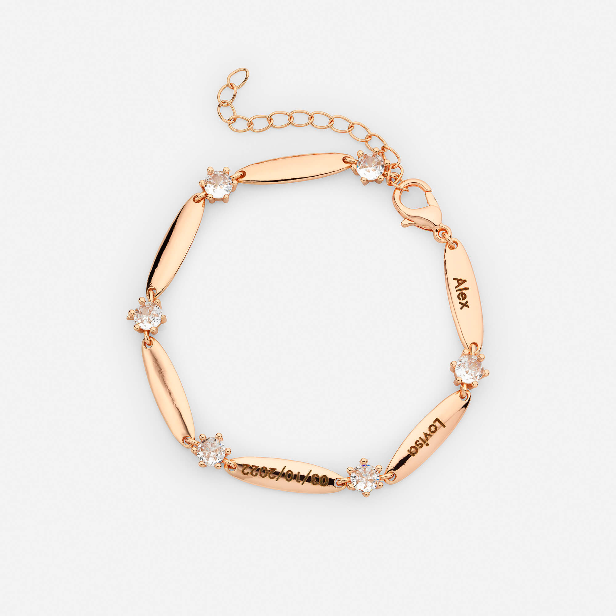 Bracelet Personnalisé à Barres et Cristaux
