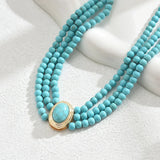 COLLIER ÉLÉGANT VINTAGE TURQUOISE PERLÉ