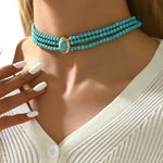 COLLIER ÉLÉGANT VINTAGE TURQUOISE PERLÉ