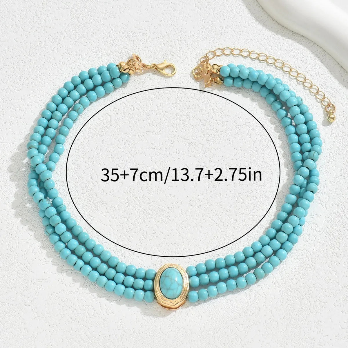 COLLIER ÉLÉGANT VINTAGE TURQUOISE PERLÉ