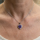 Amethyst Heart Radiance Necklace | White Gold