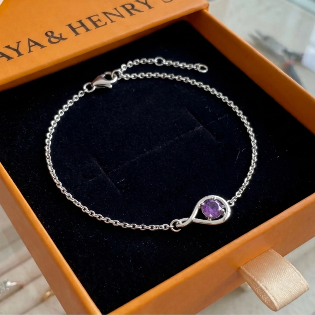 Bracelet Améthyste Infini | Or Blanc