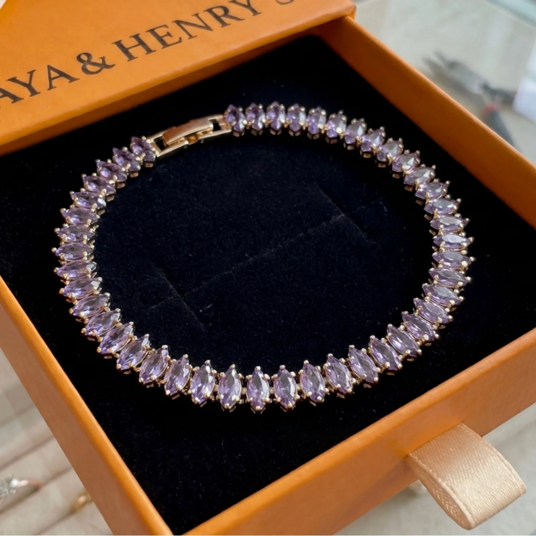 Bracelet Améthyste Marquise Tennis | Or