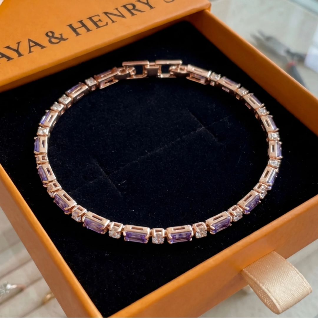 Bracelet Améthyste Prism Tennis | Or Rose
