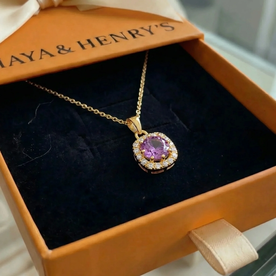 Collier Améthyste Carré Pavé | Or