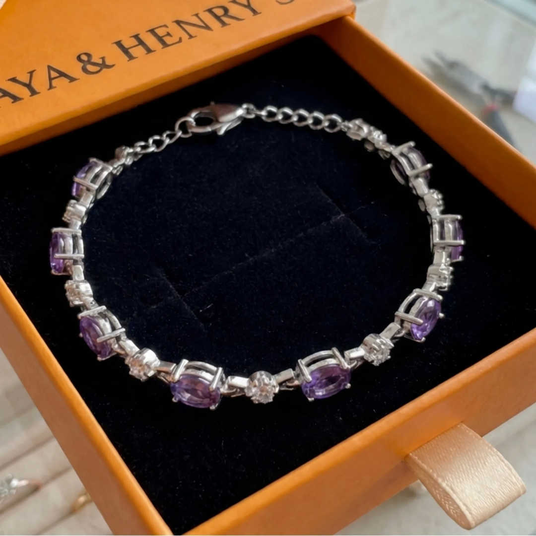 Bracelet Améthyste Lumière d'Étoile | Or Blanc