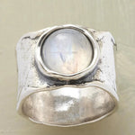 BAGUE LUMINEUX PIERRE DE LUNE | ARGENT