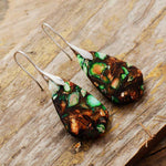 Abstract Stone Jasper Dangle Earrings