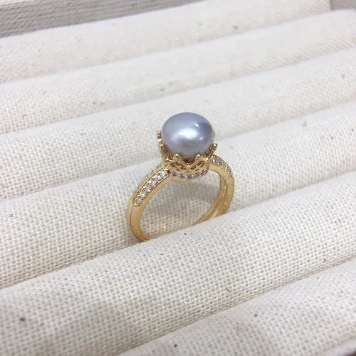Bague Art Deco Perle Solitaire Or