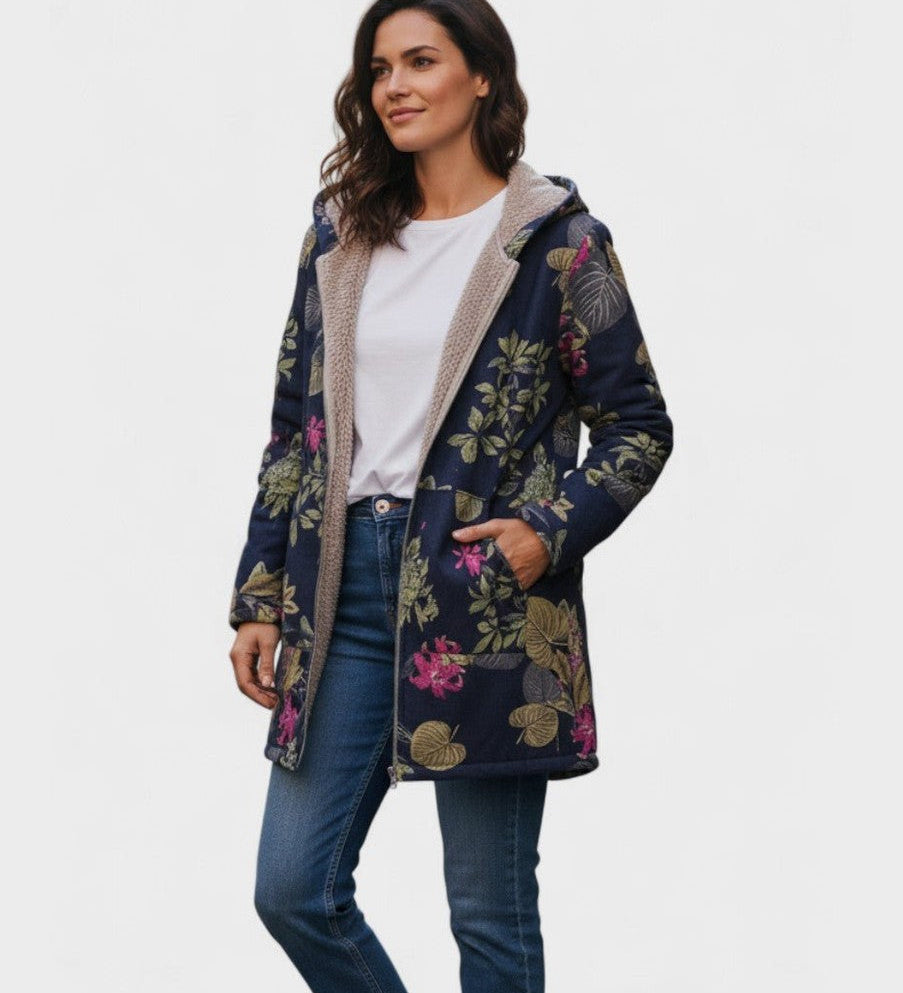AURORA | MANTEAU FLEURI MARINE