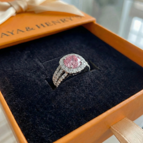 Bague Rose Poudré Impératrice Halo | Or Blanc