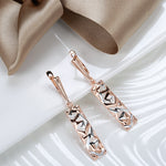 Bohemian Long Hammered Rose Gold Dangle Earrings