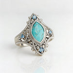 Bohemian Retro Style Blue Crystal Inlaid Turquoise Ring