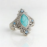 Bohemian Retro Style Blue Crystal Inlaid Turquoise Ring