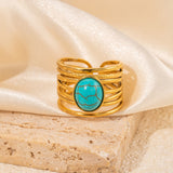 Bohemian Round Turquoise Spiral Ring