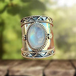 BAGUE BOHÈME PIERRE DE LUNE GRAND ANNEAU