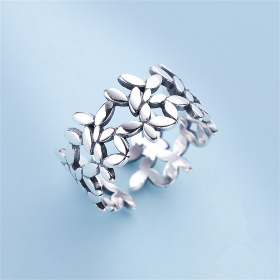 BAGUE RÉGLABLE ARGENT FEUILLE