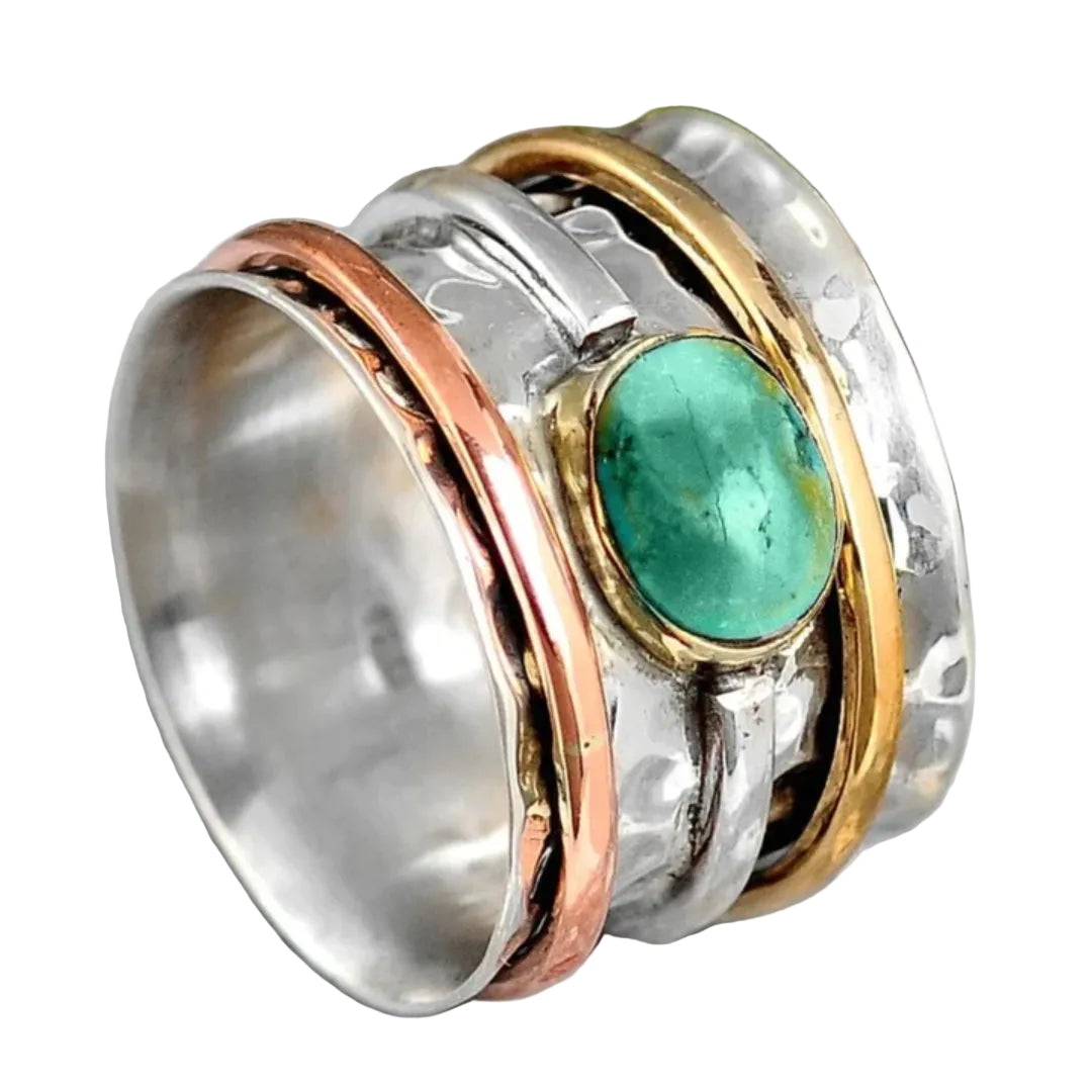 Coco - Vintage Gold and Silver Turquoise Ring