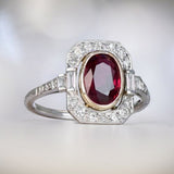 BAGUE VINTAGE ROUGE ZIRCONE ARGENT