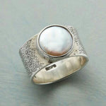 BAGUE VINTAGE INCRUSTÉ BLANC PERLE ARGENT