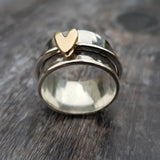 BAGUE VINTAGE DORÉ CŒUR ARGENT