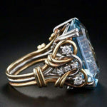 BAGUE VINTAGE BLEU ZIRCONE SUPERPOSÉ OR