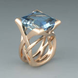BAGUE VINTAGE OR BLEU ZIRCONE