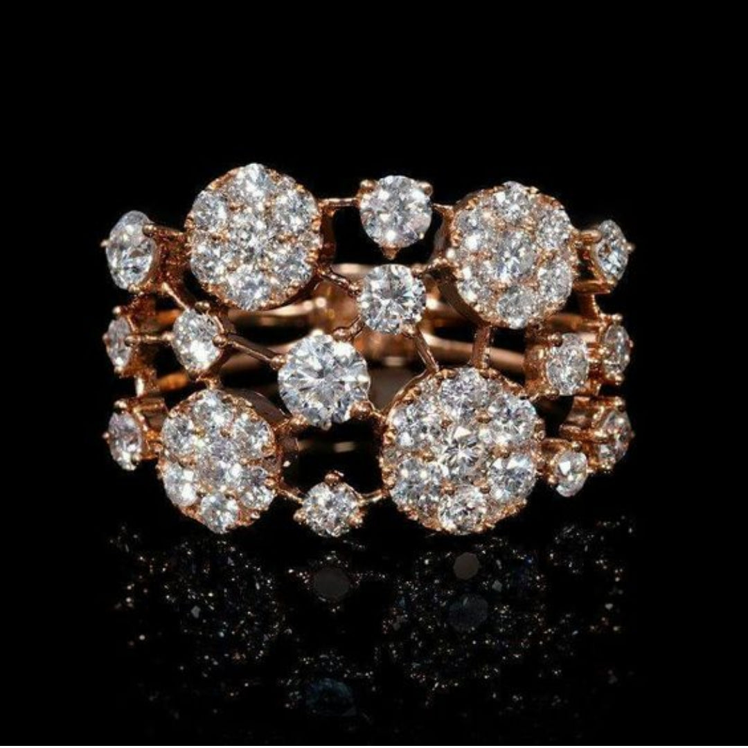 BAGUE VINTAGE INCRUSTÉ ÉCLATANT PIERRES OR