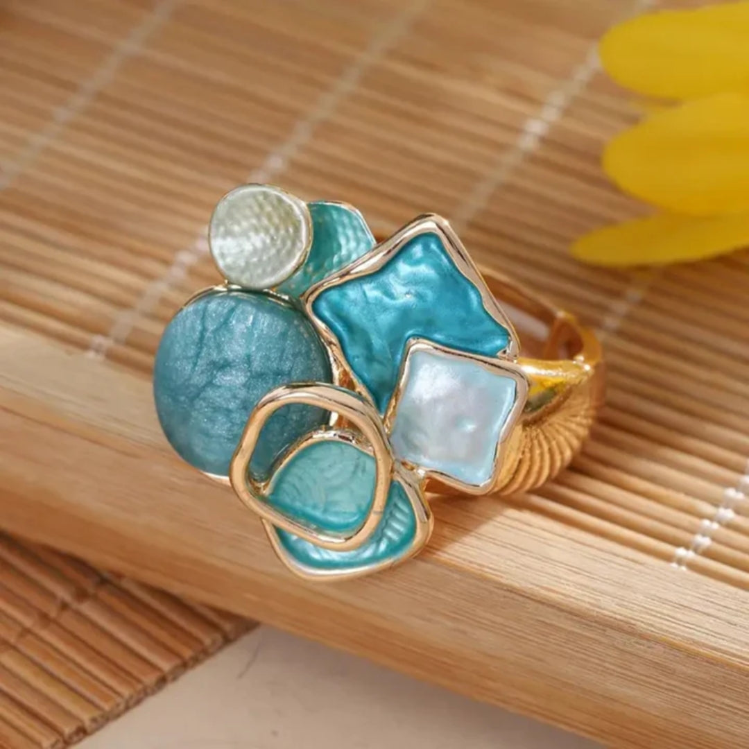 BAGUE VINTAGE BLEU OR