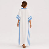 Caftan Alba Blanc Rayures Bleues