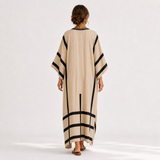 Caftan Salma Beige Rayures Noires