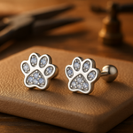 Paw Heart Crystal Huggie Earrings