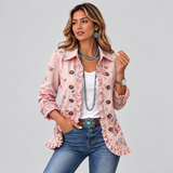 BETTANY | VESTE FLORALE À VOLANTS ET BOUTONS