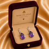 BOUCLES D'OREILLES AMÉTHYSTE GOUTTE | OR BLANC
