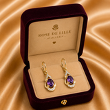 BOUCLES D'OREILLES CLAIR DE LUNE AMÉTHYSTE GOUTTE | OR
