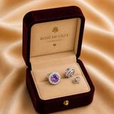 CLOUS D'OREILLES AMÉTHYSTE PAVÉ | OR BLANC
