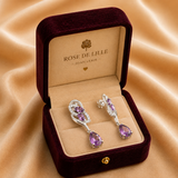 BOUCLES D'OREILLES AMÉTHYSTE LUEUR GOUTTE | OR BLANC
