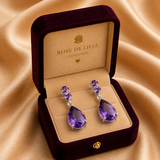 BOUCLES D'OREILLES AMÉTHYSTE GOUTTE DE ROSÉE | OR BLANC