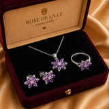 ENSEMBLE AMÉTHYSTE FLEUR ÉPANOUIE BIJOUX | OR BLANC