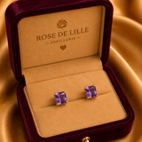 CLOUS D'OREILLES AMÉTHYSTE CARRÉ | OR