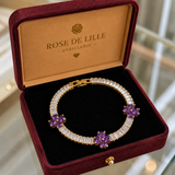 BRACELET AMÉTHYSTE TRÈFLE CŒUR | OR