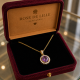COLLIER AMÉTHYSTE CARRÉ PAVÉ | OR