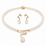 COLLIER PERLES ENSEMBLE DE BOUCLES D'OREILLES EXCLUSIF NATUREL