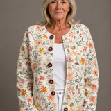 GRETA | PULL CARDIGAN FLORAL TRICOTÉ VINTAGE