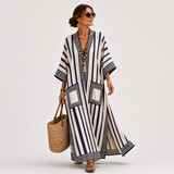 Caftan Noura Bleu Nuit Artisanal